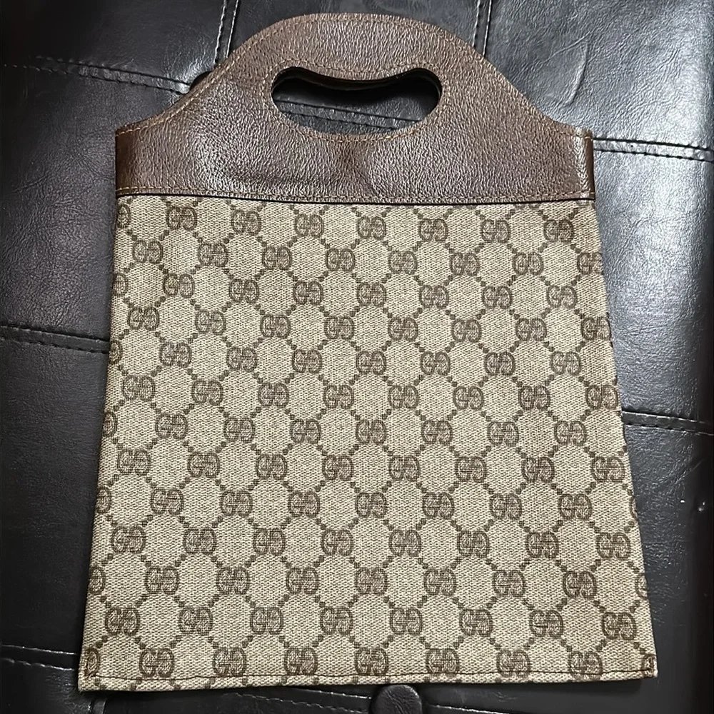 Gucci Tan and Brown Monogram Briefcase
